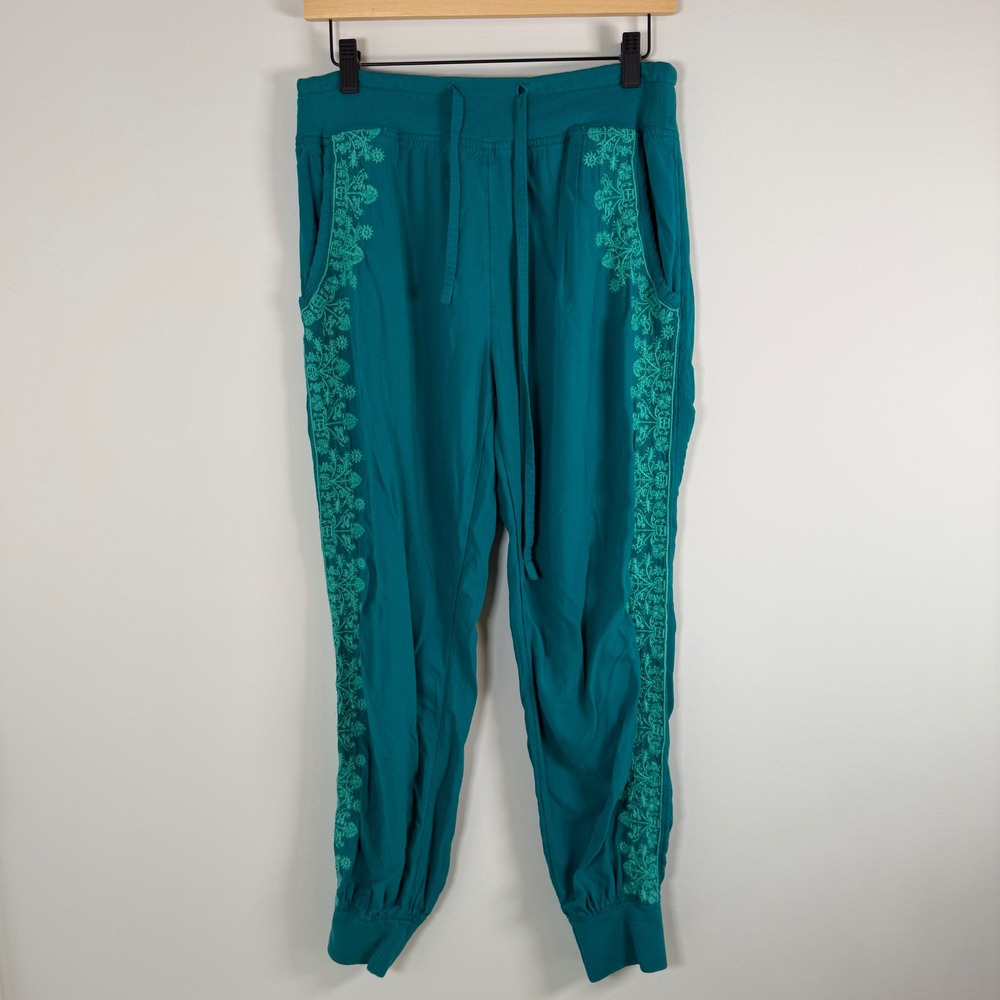 Sundance BOHO Lagenlook Embroidered Pull On Jogger Pants Size XS Elastic Waist‎